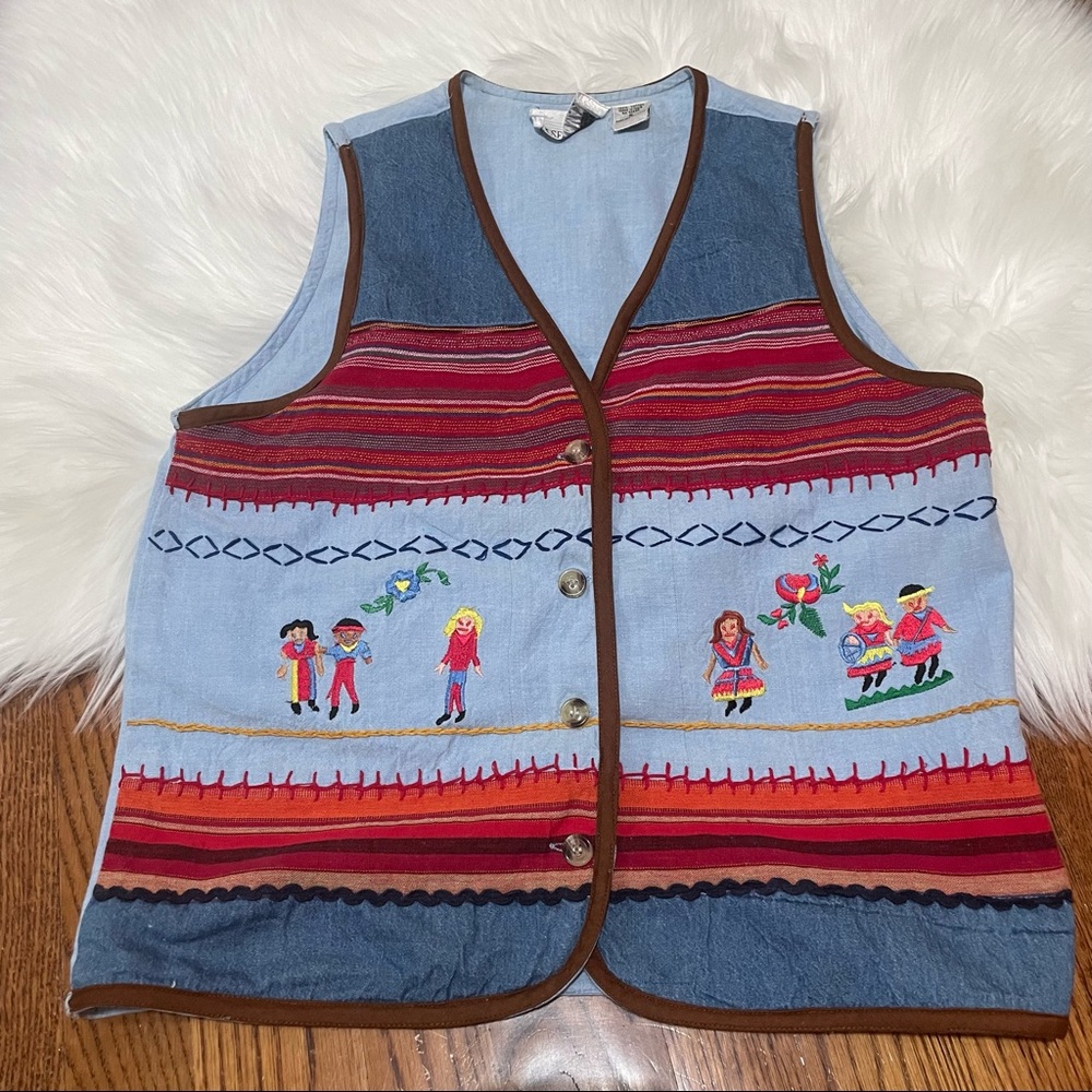 Vintage Casey & Max Embroidered Vest